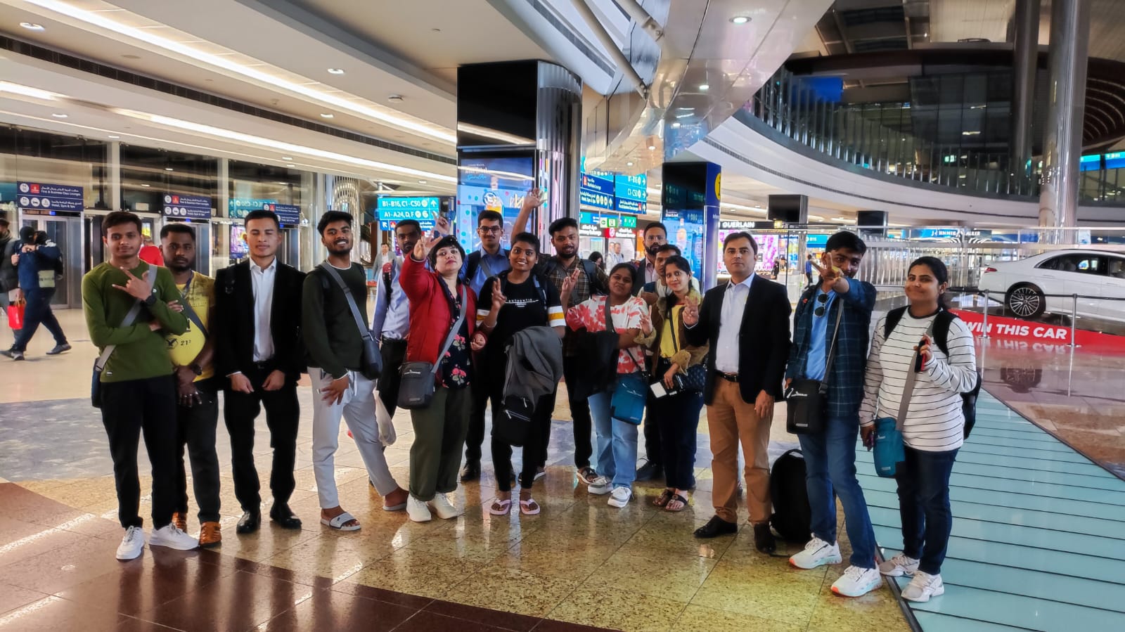 Group at Dubai airport terminal